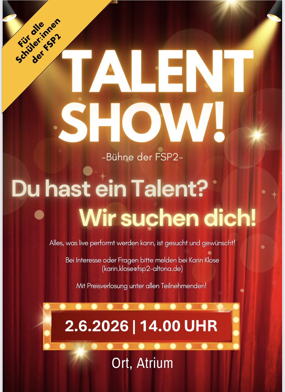 Ankündigung Talent Show 2026